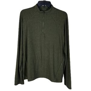 Kyodan Mens Medium Shirt 1/4 Zip Pullover Zip Pocket Long Sleeves Stretch Green
